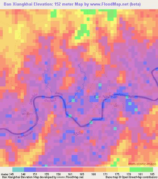 Ban Xiangkhai,Laos Elevation Map