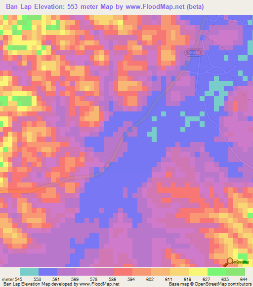 Ban Lap,Laos Elevation Map