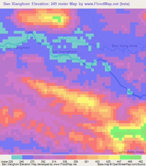 Ban Xianghom,Laos Elevation Map