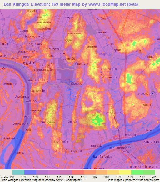 Ban Xiangda,Laos Elevation Map