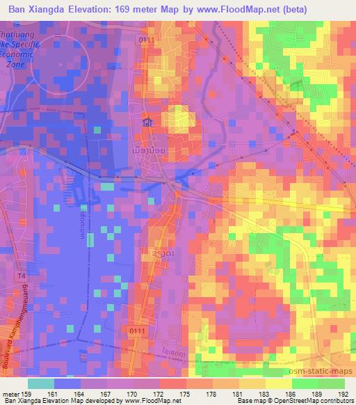 Ban Xiangda,Laos Elevation Map