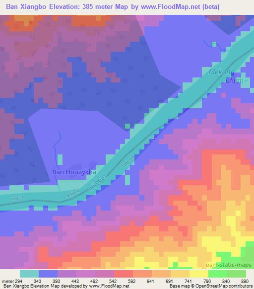 Ban Xiangbo,Laos Elevation Map