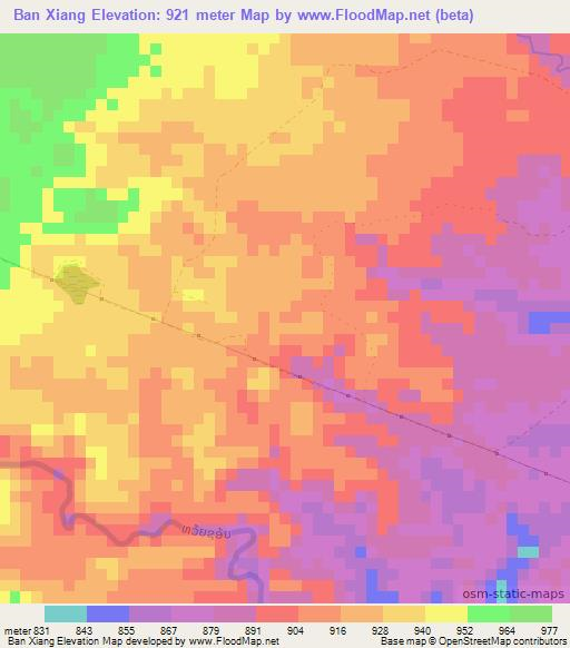 Ban Xiang,Laos Elevation Map