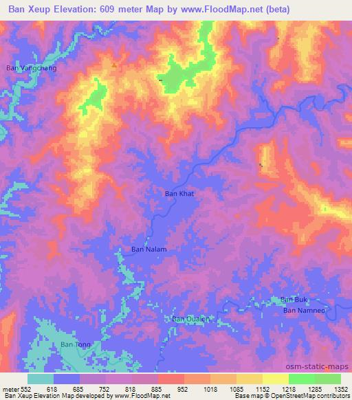 Ban Xeup,Laos Elevation Map