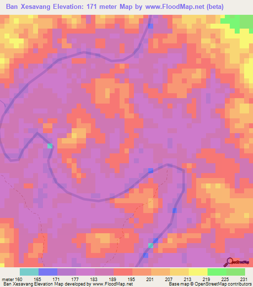 Ban Xesavang,Laos Elevation Map