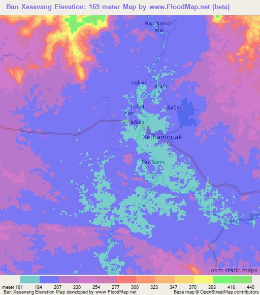 Ban Xesavang,Laos Elevation Map