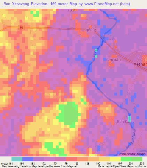 Ban Xesavang,Laos Elevation Map