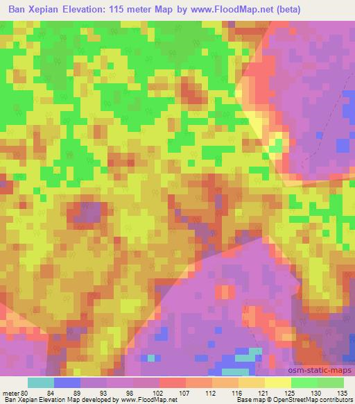 Ban Xepian,Laos Elevation Map