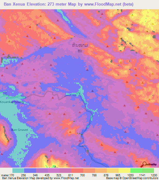 Ban Xenua,Laos Elevation Map