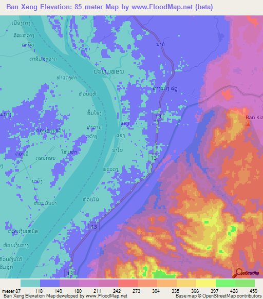 Ban Xeng,Laos Elevation Map