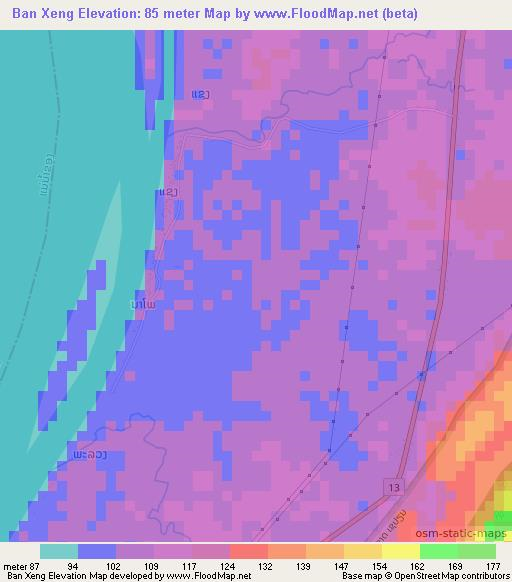 Ban Xeng,Laos Elevation Map