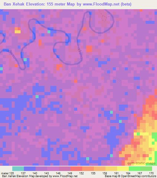 Ban Xehak,Laos Elevation Map