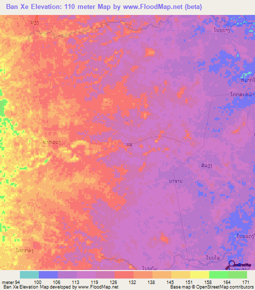 Ban Xe,Laos Elevation Map