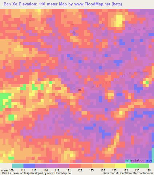 Ban Xe,Laos Elevation Map