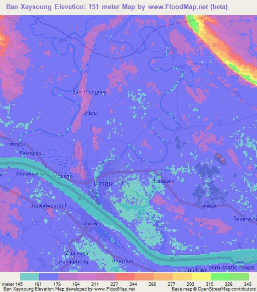 Ban Xaysoung,Laos Elevation Map