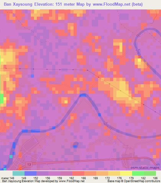 Ban Xaysoung,Laos Elevation Map