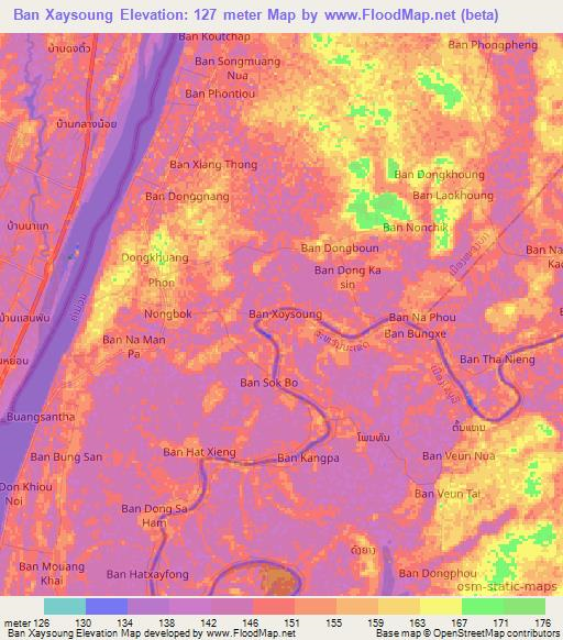 Ban Xaysoung,Laos Elevation Map