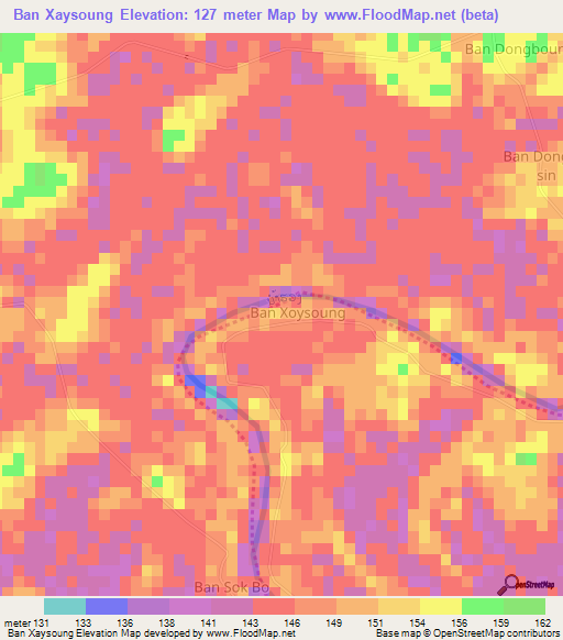 Ban Xaysoung,Laos Elevation Map