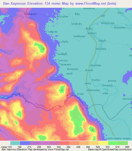 Ban Xaymoun,Laos Elevation Map