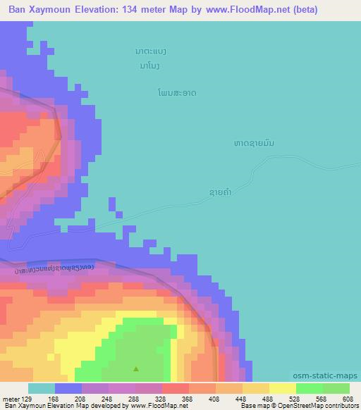 Ban Xaymoun,Laos Elevation Map