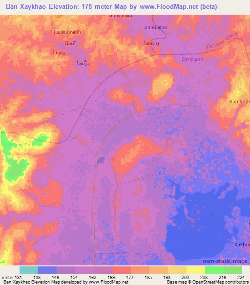 Ban Xaykhao,Laos Elevation Map