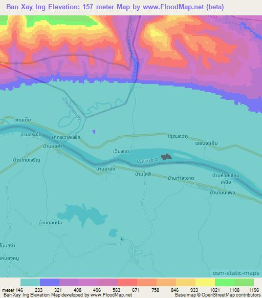 Ban Xay Ing,Laos Elevation Map