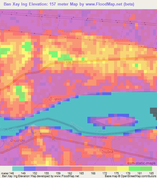 Ban Xay Ing,Laos Elevation Map