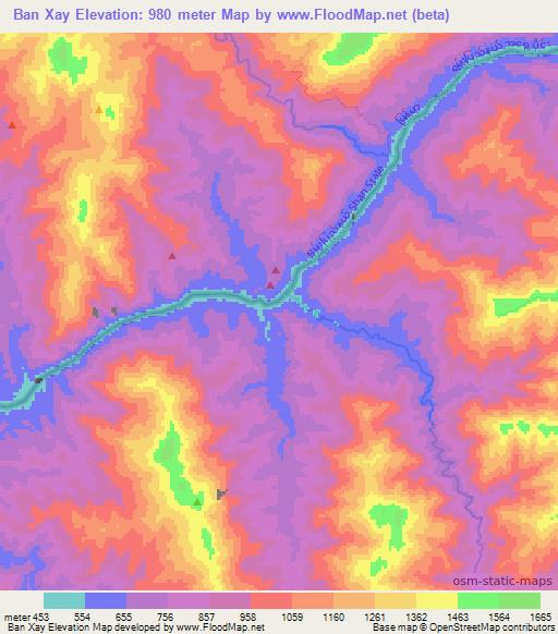 Ban Xay,Laos Elevation Map