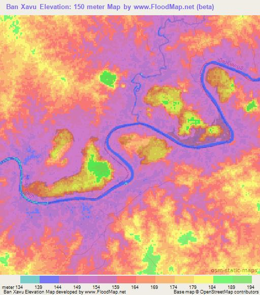 Ban Xavu,Laos Elevation Map