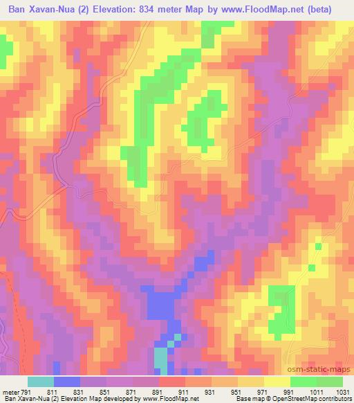 Ban Xavan-Nua (2),Laos Elevation Map