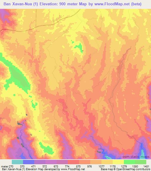 Ban Xavan-Nua (1),Laos Elevation Map