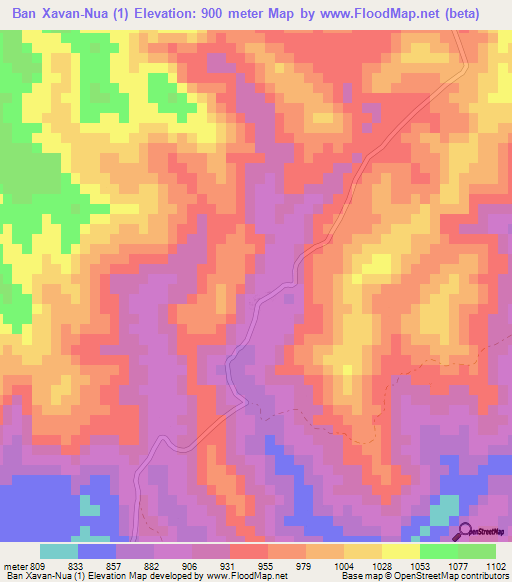 Ban Xavan-Nua (1),Laos Elevation Map