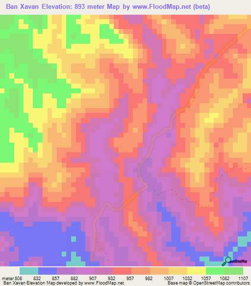 Ban Xavan,Laos Elevation Map