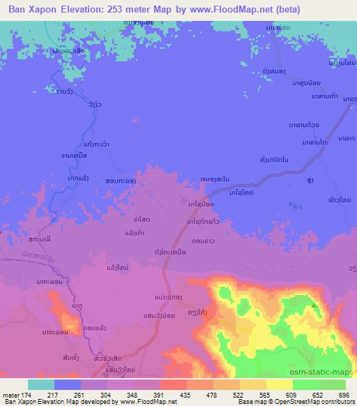 Ban Xapon,Laos Elevation Map