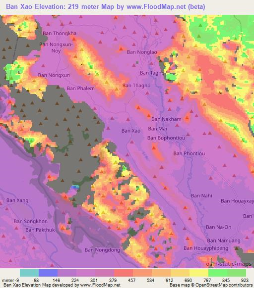 Ban Xao,Laos Elevation Map