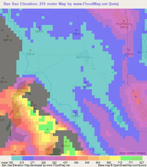 Ban Xao,Laos Elevation Map