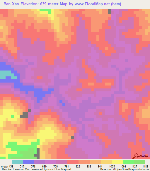 Ban Xao,Laos Elevation Map