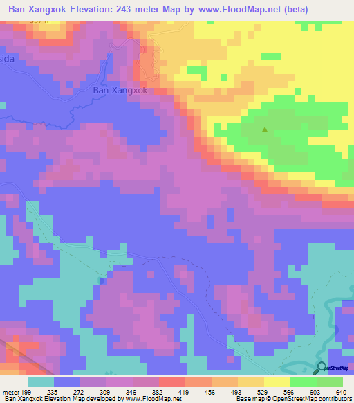 Ban Xangxok,Laos Elevation Map