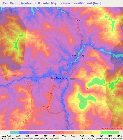 Ban Xang,Laos Elevation Map