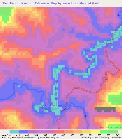 Ban Xang,Laos Elevation Map