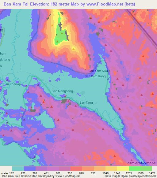 Ban Xam Tai,Laos Elevation Map