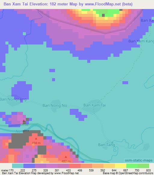 Ban Xam Tai,Laos Elevation Map