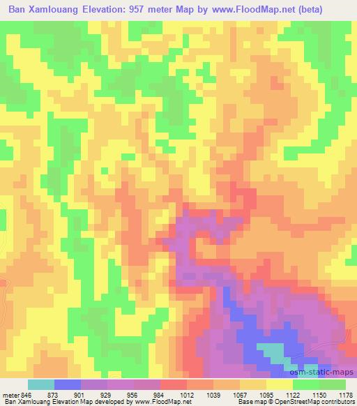 Ban Xamlouang,Laos Elevation Map