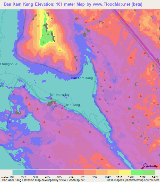 Ban Xam Kang,Laos Elevation Map