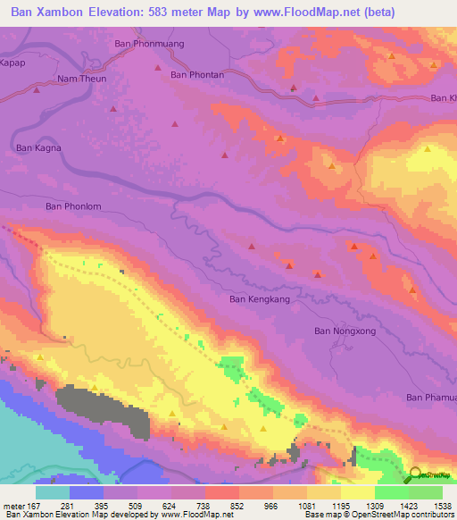 Ban Xambon,Laos Elevation Map