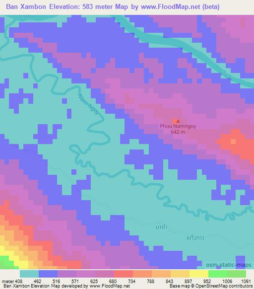 Ban Xambon,Laos Elevation Map