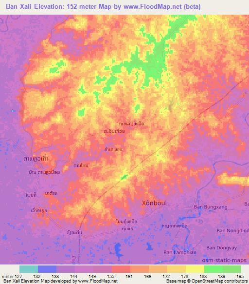 Ban Xali,Laos Elevation Map