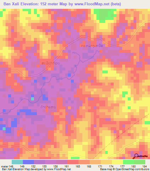 Ban Xali,Laos Elevation Map