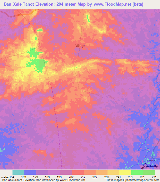 Ban Xale-Tanot,Laos Elevation Map