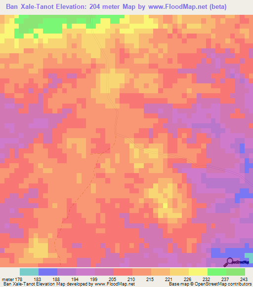 Ban Xale-Tanot,Laos Elevation Map